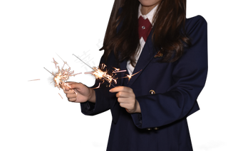 夜晚手持烟花棒