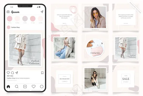 用于模板故事和facebook横幅banner的社交媒体广告模板