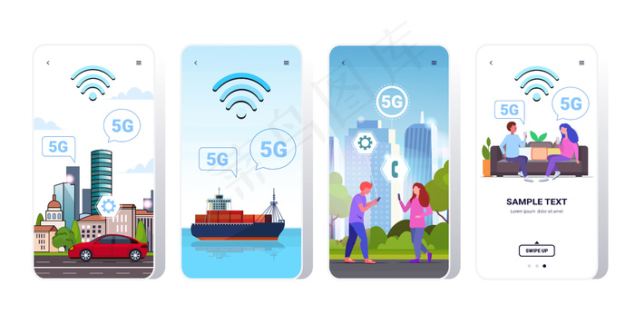 5g在线通信网络无线系统连接概念eps,ai矢量模版下载