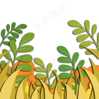 立体剪纸风秋天树丛免扣素材