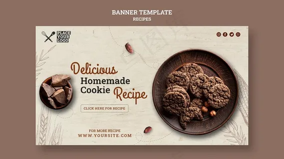 美味自制曲奇食谱横幅banner模板
