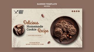 美味自制曲奇食谱横幅banner模板