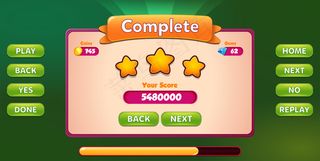 水平完整的菜单弹出与明星得分和按钮图形用户界面