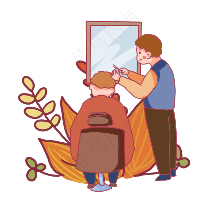 二月二传统习俗龙抬头剪头发,免抠元素