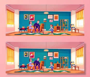 父母在客厅插图上向小女孩展示猫 父母在客厅插图上向小女孩展示猫