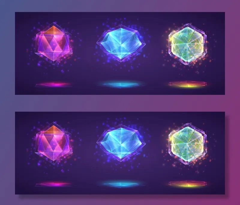 一套魔法水晶。亮虹成品宝石eps,ai矢量模版下载