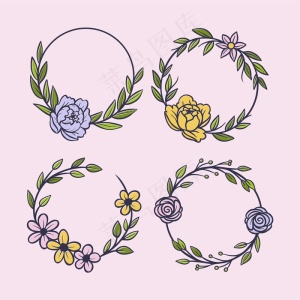 一套手绘花框