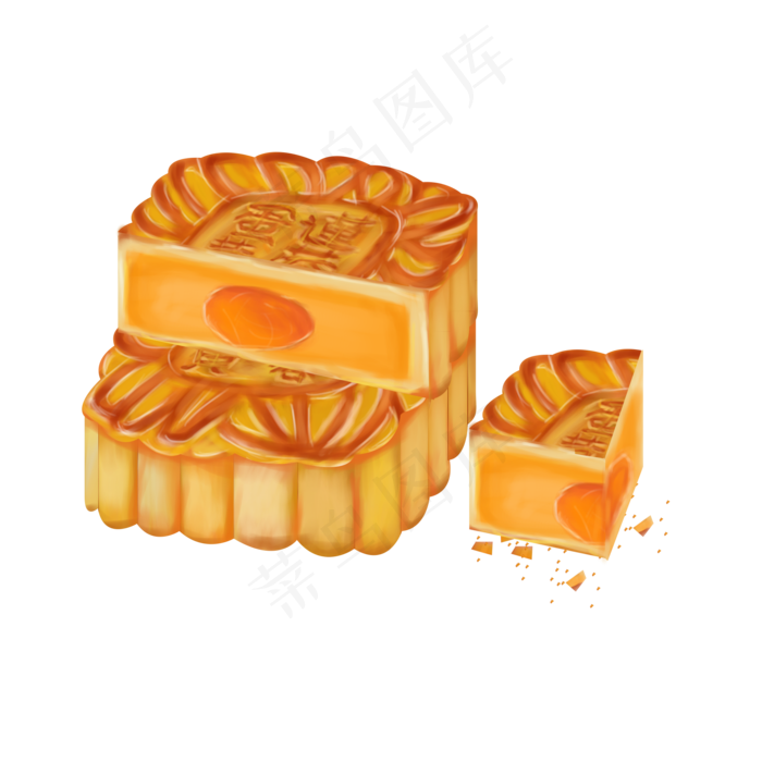 中秋节蛋黄莲蓉月饼手绘设计元素