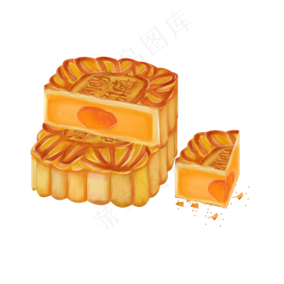 中秋节蛋黄莲蓉月饼手绘设计元素