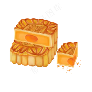 中秋节蛋黄莲蓉月饼手绘设计元素