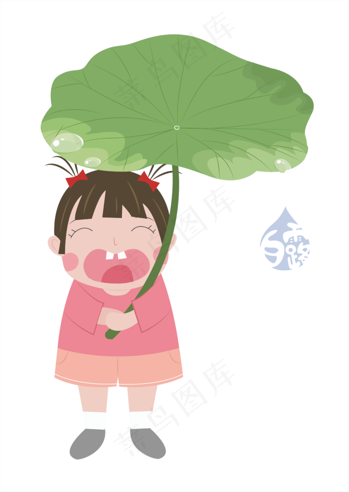 透明底png白露时节女孩拿着荷叶(2000X3020(DPI:300))ai矢量模版下载