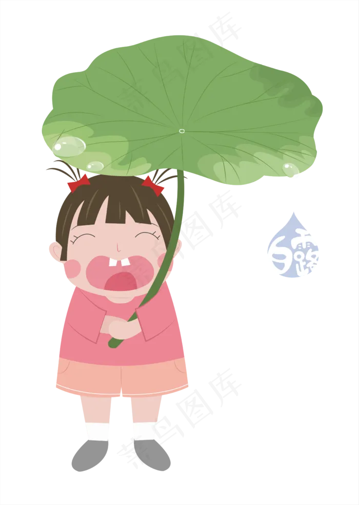 透明底png白露时节女孩拿着荷叶(2000X3020(DPI:300))ai矢量模版下载