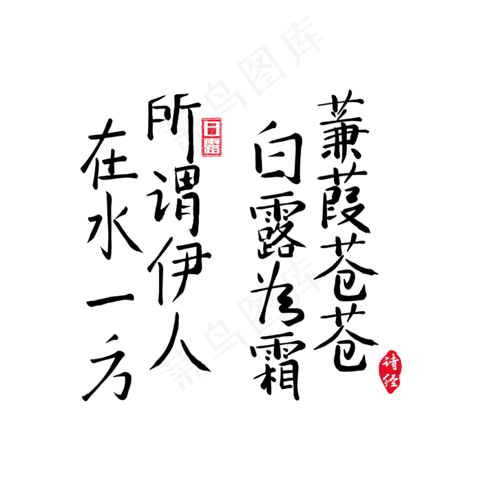 白露诗经蒹葭手写毛笔字(2000X2000(DPI:150))psd模版下载