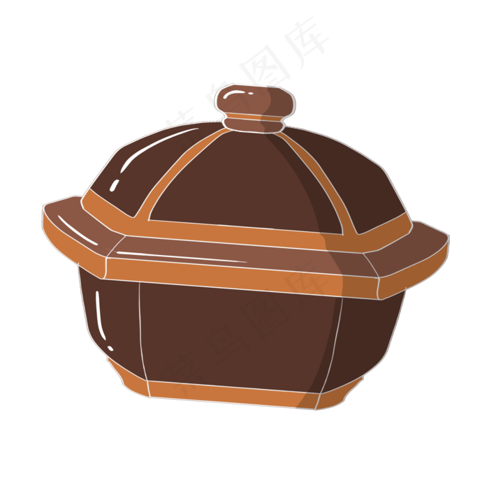 手绘棕色煲锅