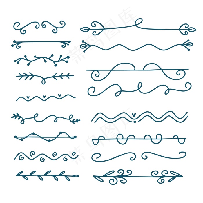 手绘装饰分隔器系列eps,ai矢量模版下载