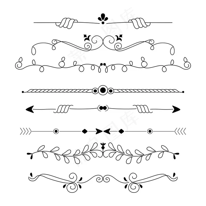 手绘装饰分隔器系列eps,ai矢量模版下载