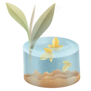 秋天立体湖水和落叶