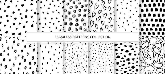 一套黑白无缝图案