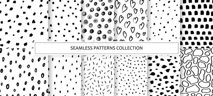 一套黑白无缝图案