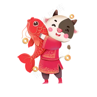 2021年春节红色喜庆牛年锦鲤