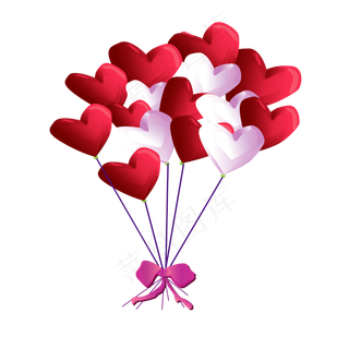 卡通粉色爱心漂浮气球情人节七夕