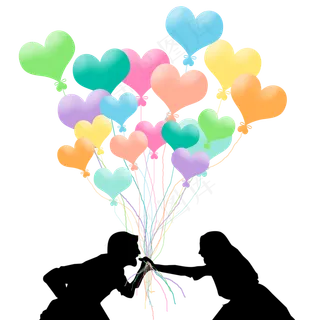 七夕情人节男女情人彩色心形气球