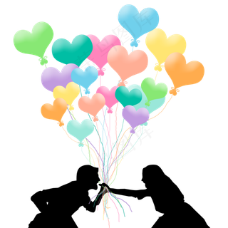 七夕情人节男女情人彩色心形气球