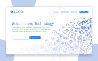 科技、图标背景、登陆页面概念。矢量图