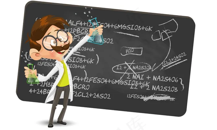 卡通科学家人物制作发现矢量图eps,ai矢量模版下载