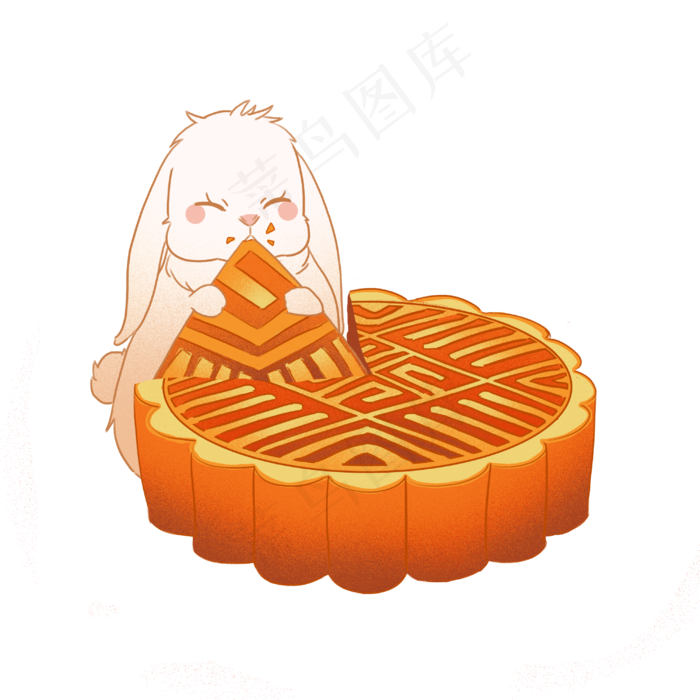 中秋节吃月饼的兔子(3000X3000(DPI:300))psd模版下载
