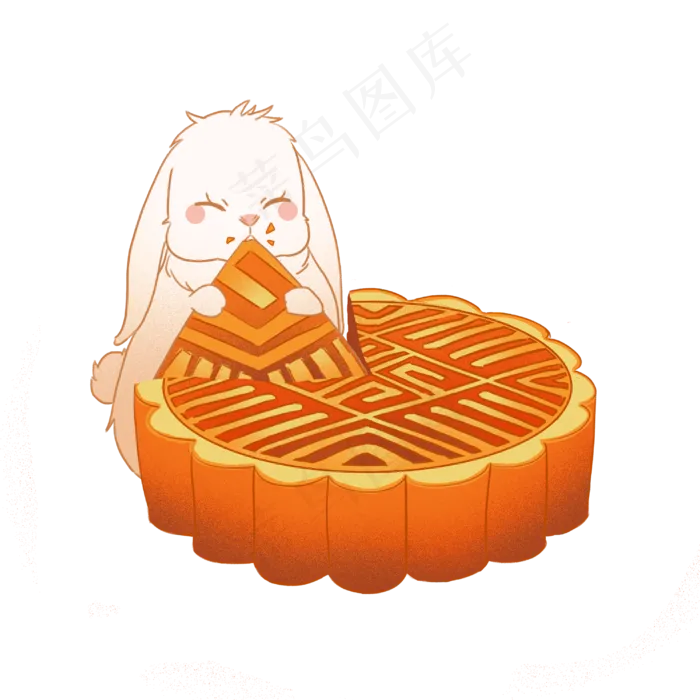 中秋节吃月饼的兔子(3000X3000(DPI:300))psd模版下载