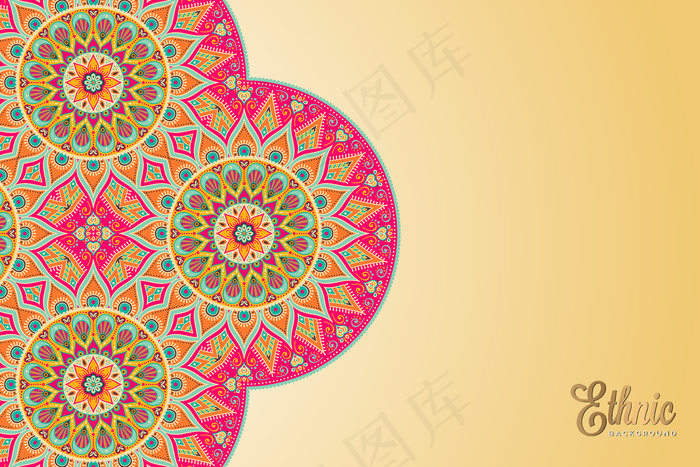 金色矢量豪华装饰曼荼罗设计背景