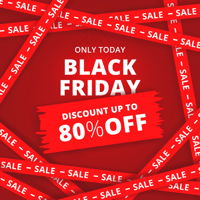 现代黑色星期五销售横幅banner与红十字会线的主题