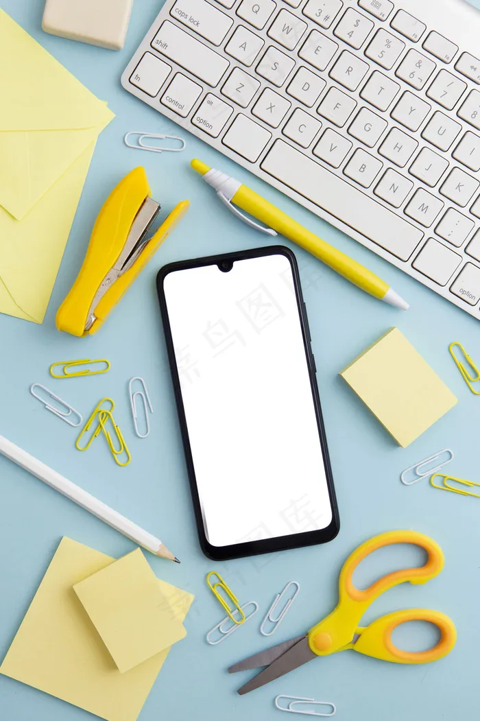 带手机的蓝色背景固定装置