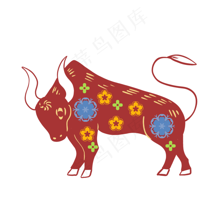 牛年大吉撞色剪纸