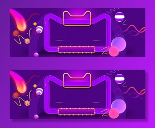 紫色天猫双十一返场霓虹灯效果banner