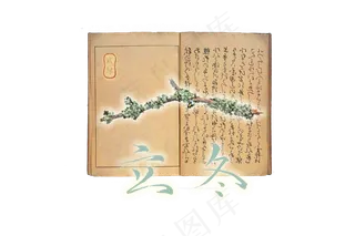 中国古典书法枯枝书卷古籍节气立