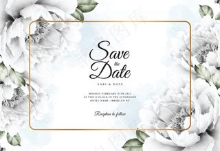 水彩花卉背景的结婚卡模板