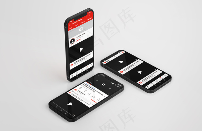 手机模型样机上的Youtubepsd模版下载