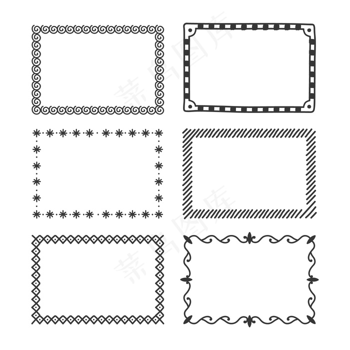 一套不同类型的框架和分隔器eps,ai矢量模版下载