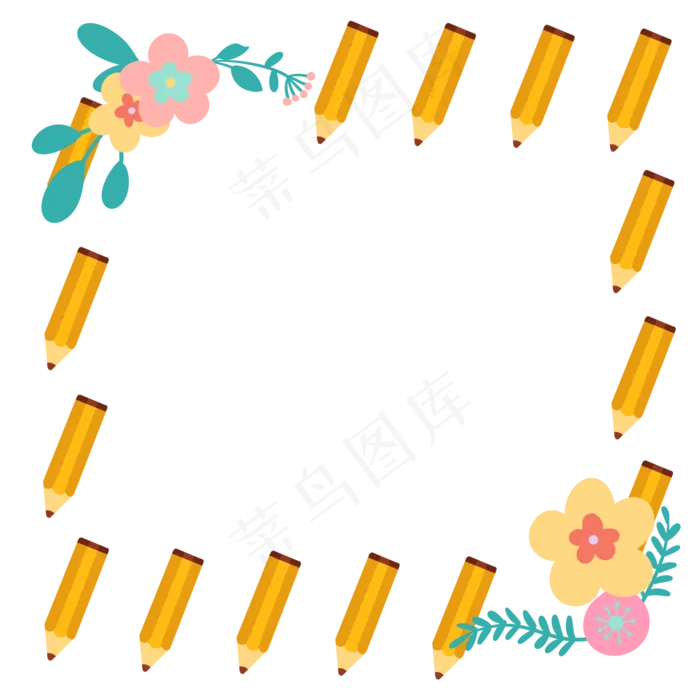 教师节铅笔边框(2000X2000(DPI:300))psd模版下载