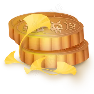 中秋节月饼和银杏叶