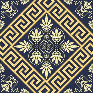 矢量无缝图案金希腊装饰（曲流）