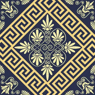 矢量无缝图案金希腊装饰（曲流）