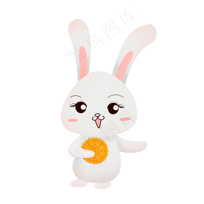 兔子手拿月饼免抠图
