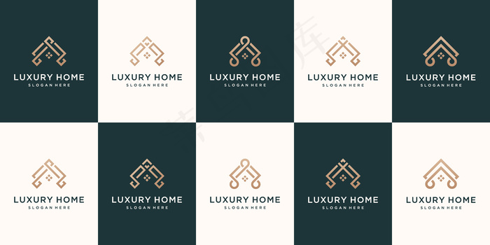 集合房地产极简主义图标家居线性风格