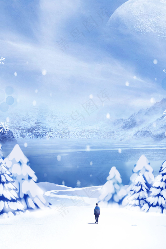 创意简约雪景唯美背景合成