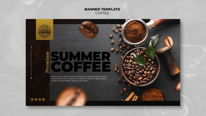 咖啡店横幅banner模板psd模版下载