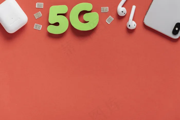 5g文字，纯背景，带手机
