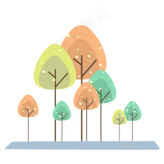 风景森林树木卡通